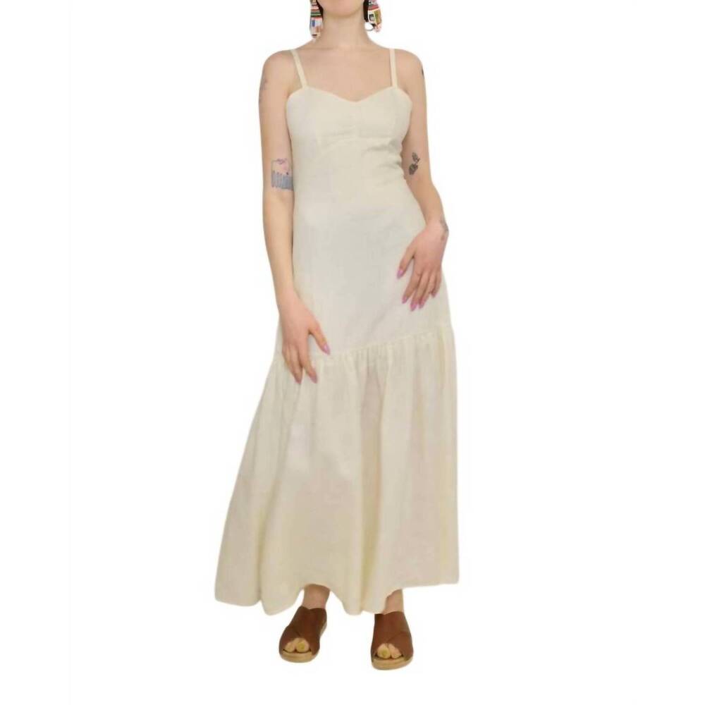 NEW PEONY tie back midi dress in gardenia